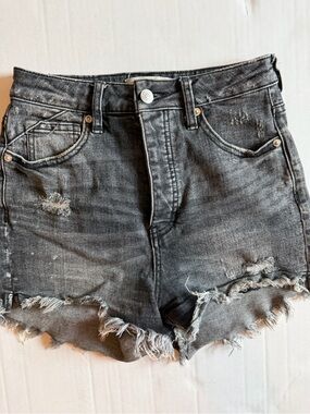 We The Free High-Rise Distressed Denim Shorts - Black